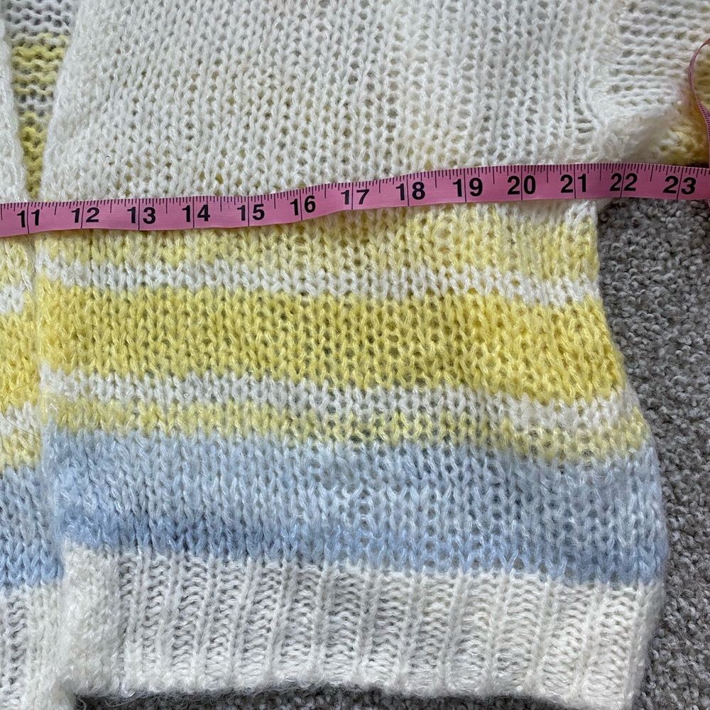 ANTHROPOLOGIE Florence Yellow and Blue Stripe Cardigan - Picture 5 of 6